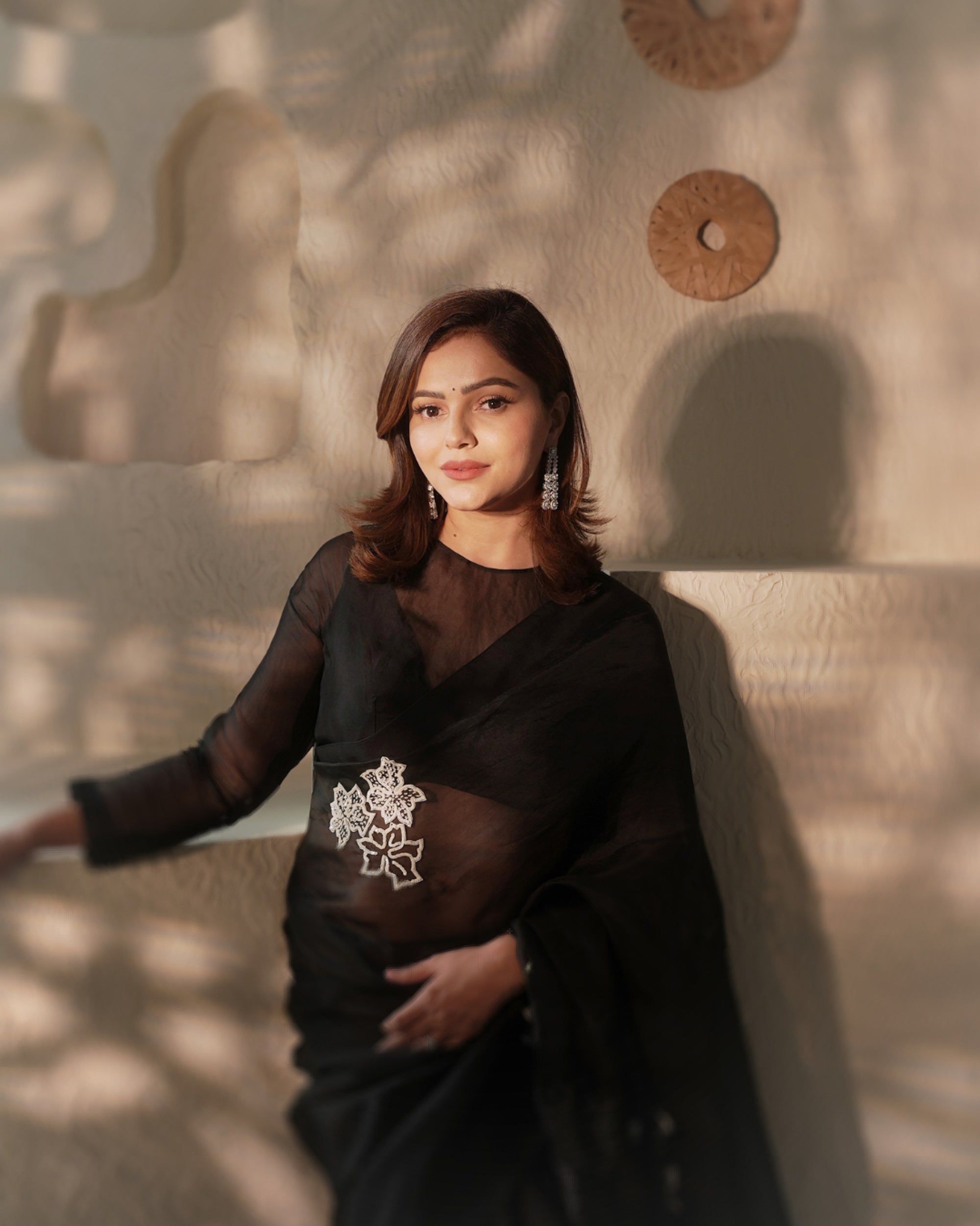 Mona Saree With Blouse - Black | Rubina Dilaik