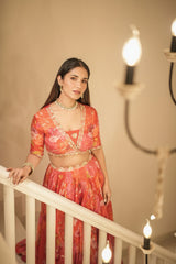 Rushi Lehenga Set with Dupatta - Red | Ruhani Sharma