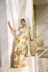 Freya  drape saree - yellow