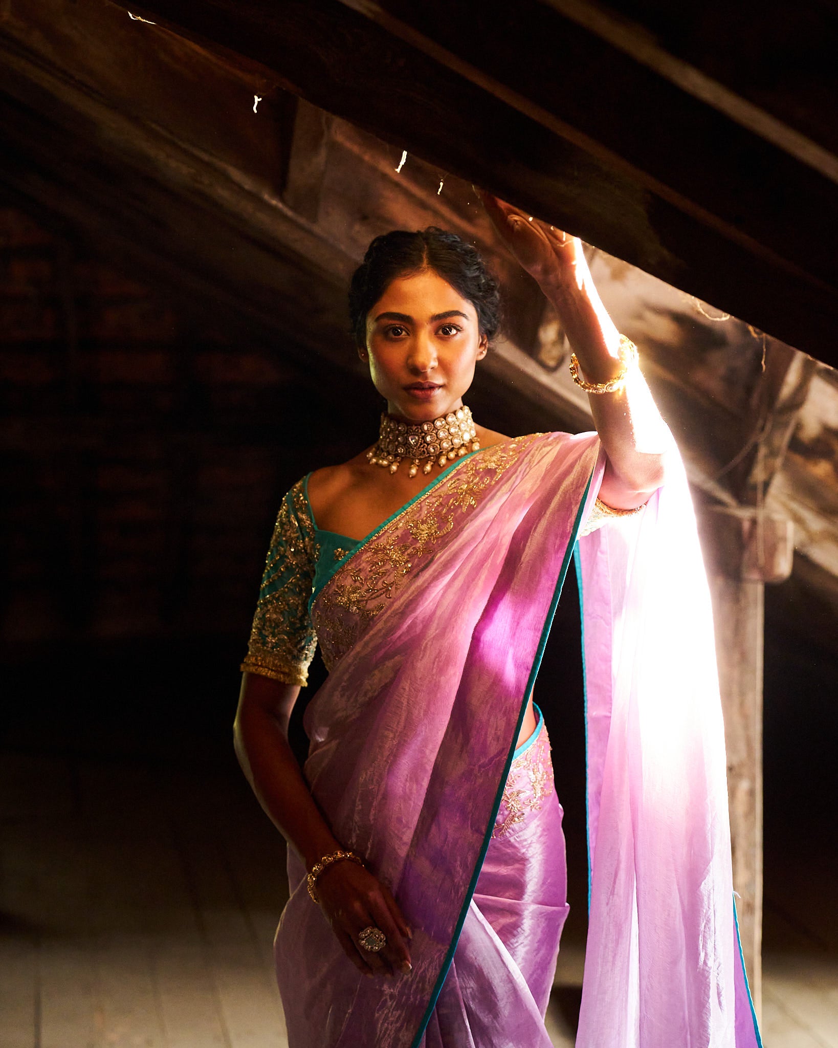 Varali saree and blouse - lavender