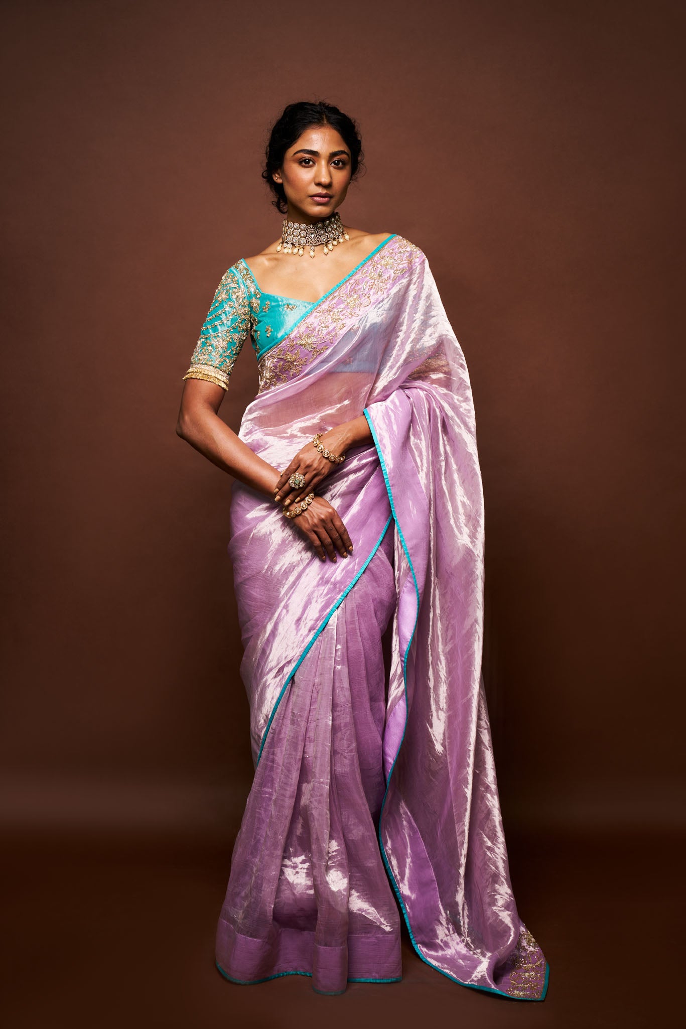 Varali saree and blouse - lavender