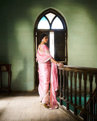 Hiraani tissue saree - Pastel pink