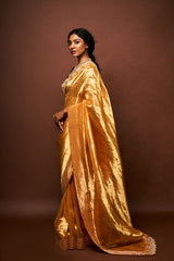 Umika tissue saree - Sunset yellow