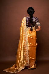 Umika tissue saree - Sunset yellow