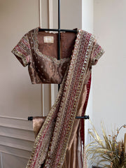 Sadana Copper Tissue Saree and Blouse Set