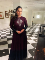 Afsa Anarkali Dress- Wine | Sania Mirza