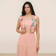 Nyra Skirt And Jacket Set-Peach