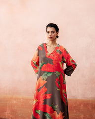 Sisna Kurtha Set- Charcoal Brown