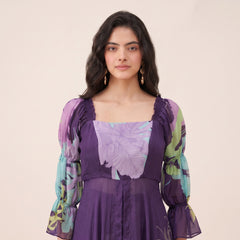 Puprle Floral Kurtha Set