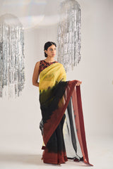 Vihali Ombre Dye Saree With Embroidered Blouse