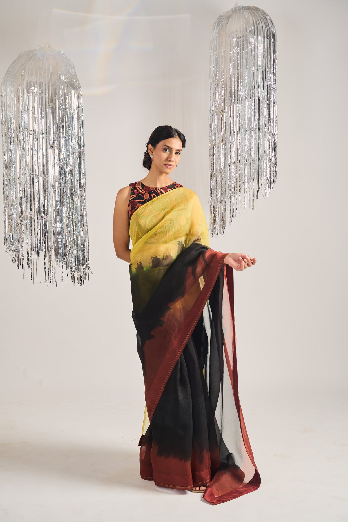 Vihali Ombre Dye Saree With Embroidered Blouse