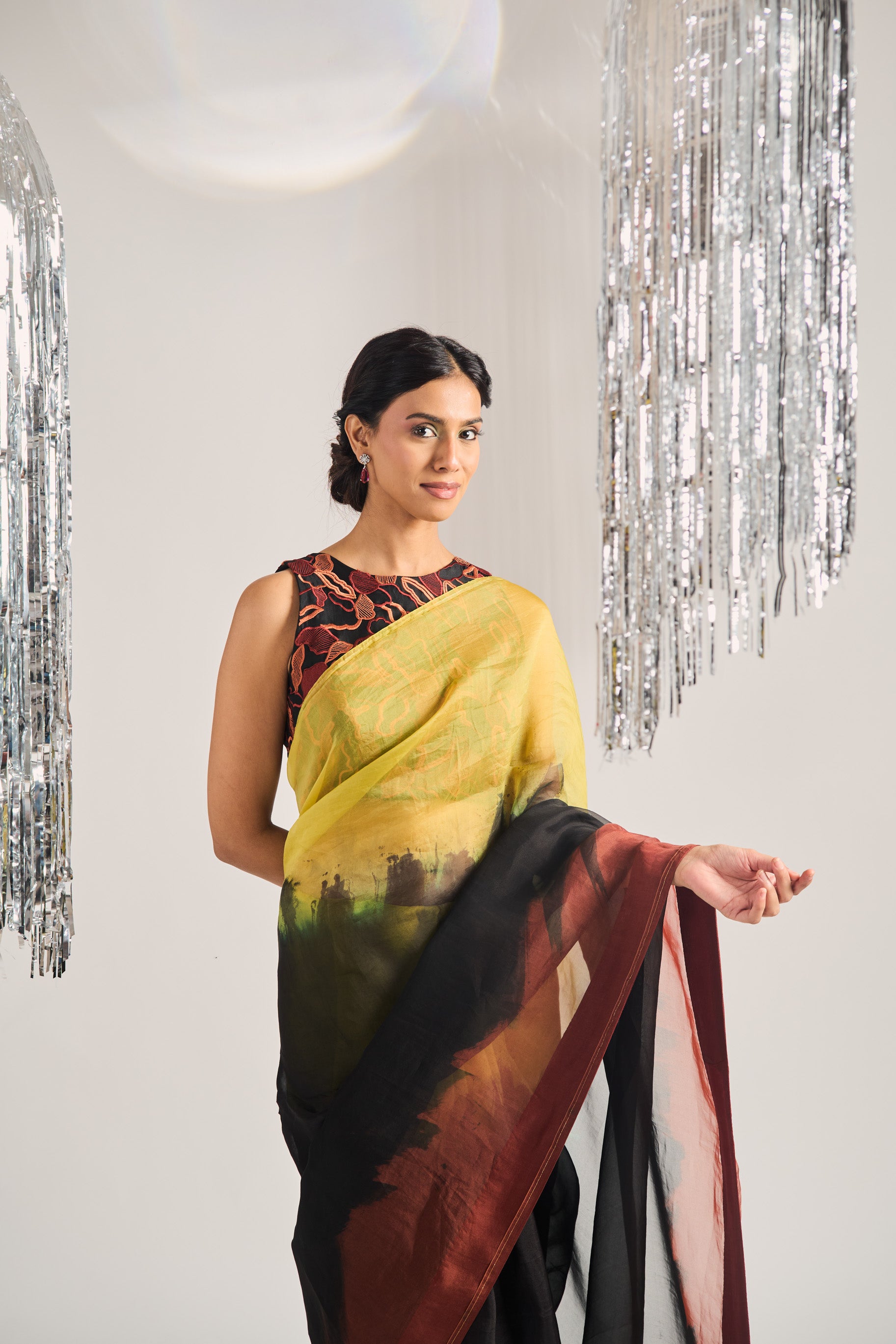 Vihali Ombre Dye Saree With Embroidered Blouse