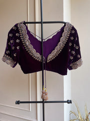DS-Velvet Hand Embroidered Blouse - Violet