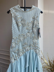 Via ruffle gown - Ice Blue