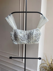 White Embroidered floral sleeveless blouse