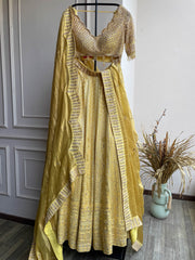 Yellow Chikankari Embroidered Lehenga With Dupatta
