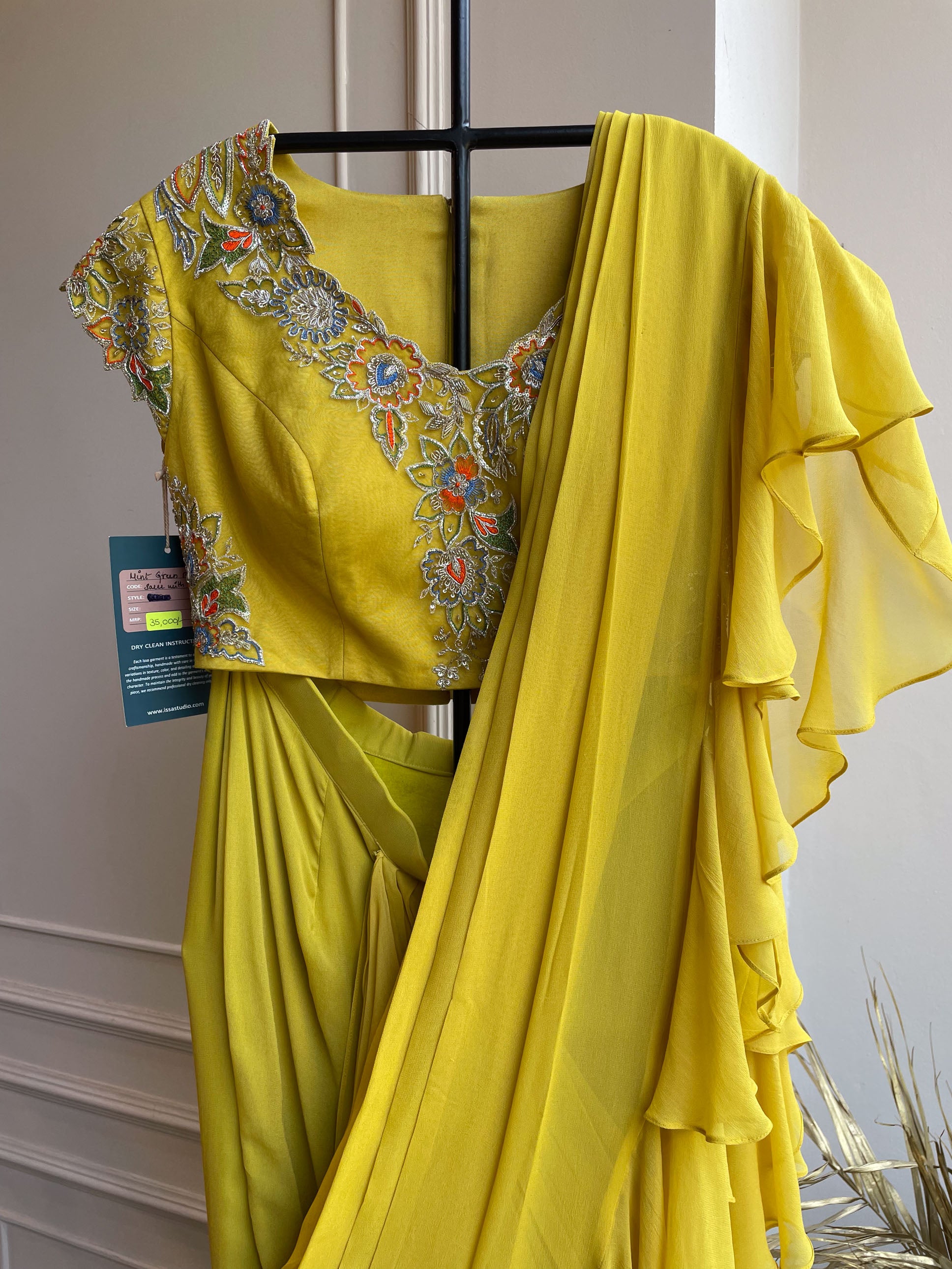 Yellow Drape Saree