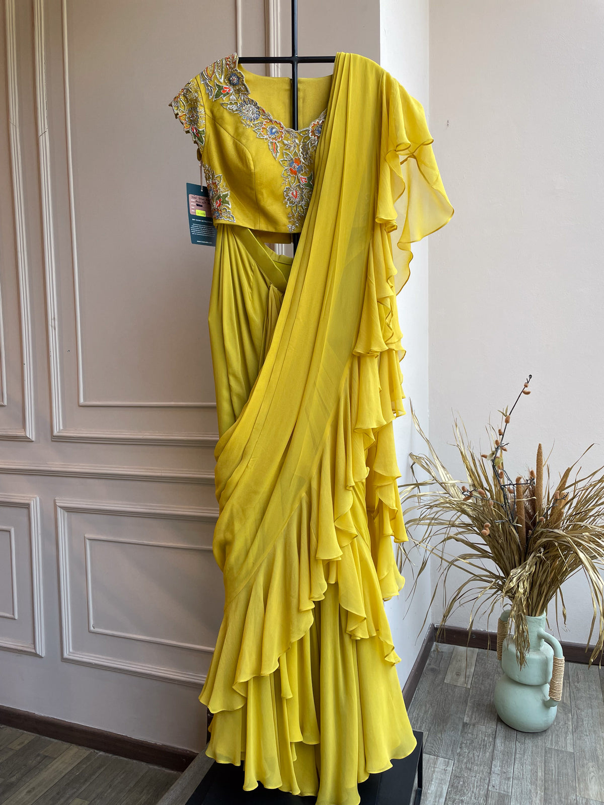 Yellow Drape Saree