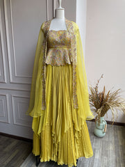 Yellow Peplum With Cape