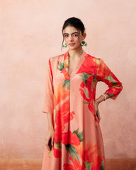 Yuki Kurtha Set- Peach