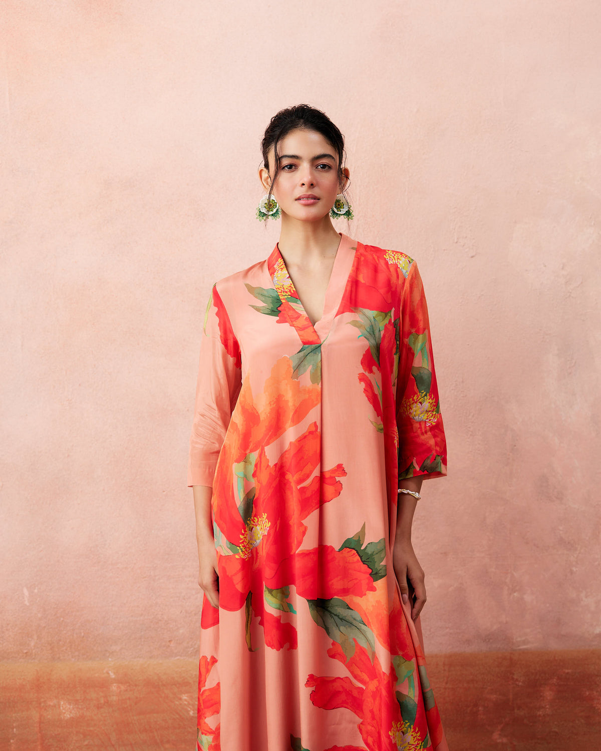 Yuki Kurtha Set- Peach