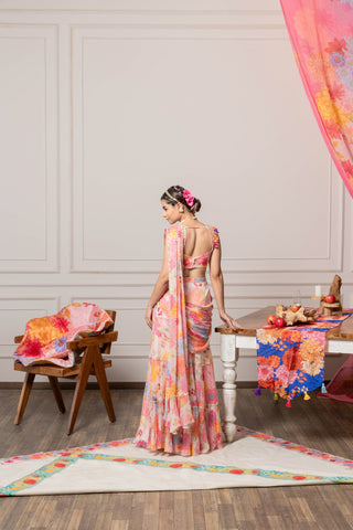 DS - Manya drape saree with blouse - Pink