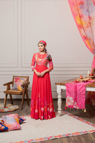 DS - Naira anarkali -Red