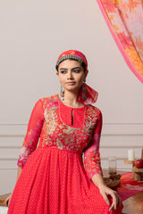 Naira anarkali -Red