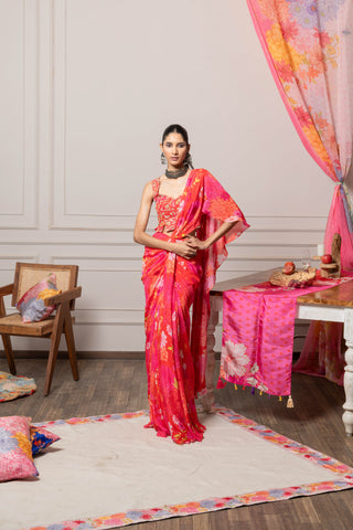 DS - Ridhi Drape Saree with Blouse - Red