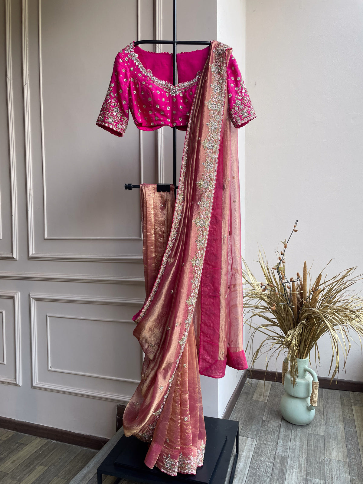 Maya Tissue Embroidery Saree With Blouse