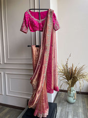 Maya Tissue Embroidery Saree With Blouse