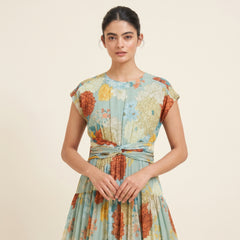 Aurora Floral Midi Dress- Sage Mint