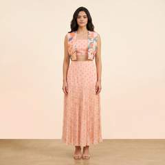 Nyra Skirt And Jacket Set-Peach