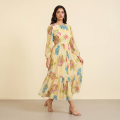 Elvi Floral Dress-Yellow