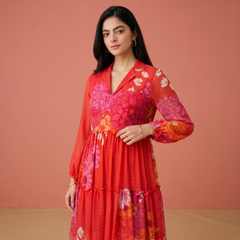Amaya Floral Short Dress-Red