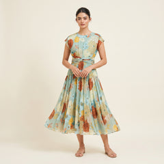 Aurora Floral Midi Dress- Sage Mint