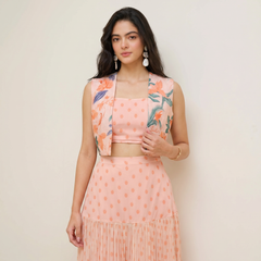 Nyra Skirt And Jacket Set-Peach