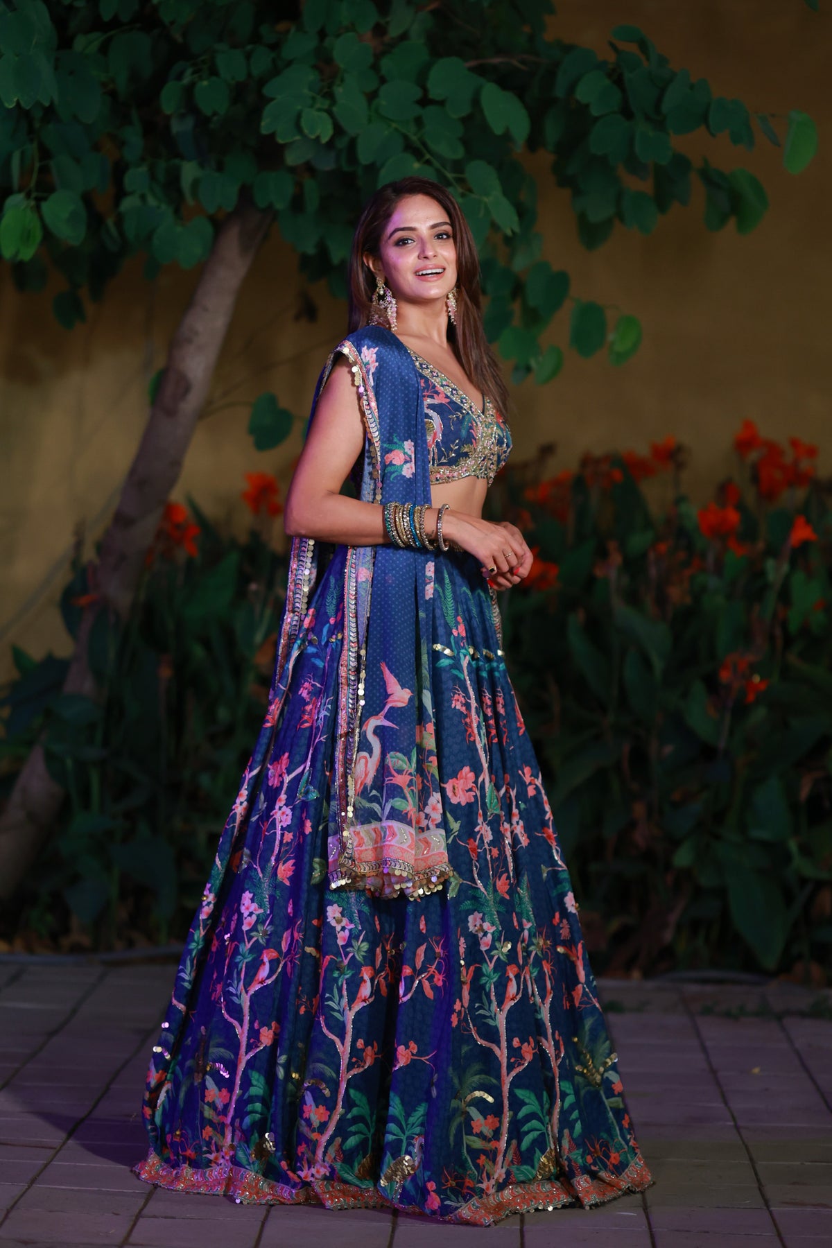 Leona Lehenga Set - Navy blue