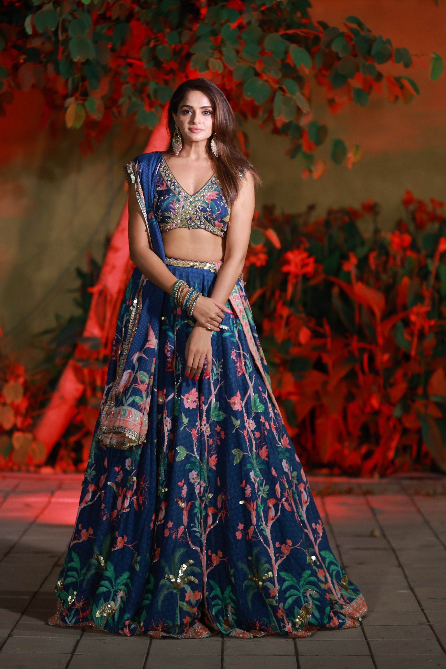 Leona Lehenga Set - Navy blue