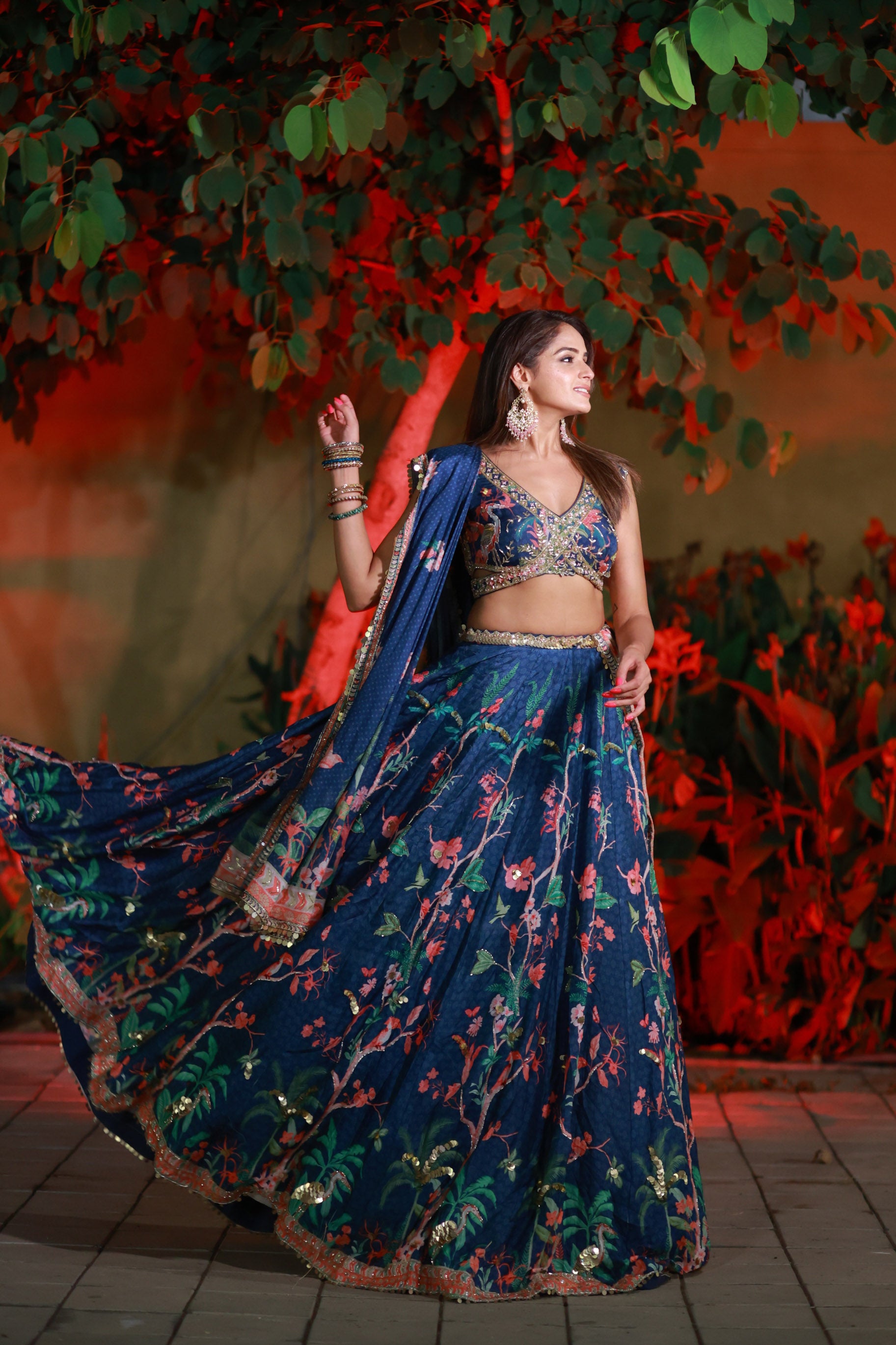 Leona Lehenga Set - Navy blue