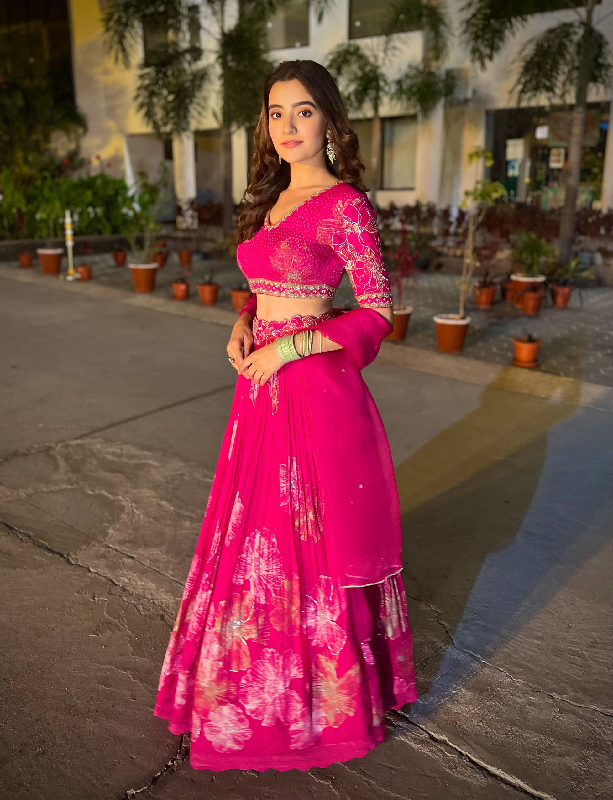 Siya lehenga set -  Hot Pink