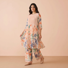 Hridha Kurtha Set-Peach
