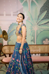 Leona Lehenga Set - Navy blue