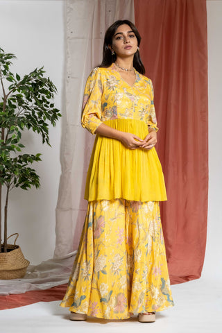 Farhi Sharara Set - Yellow floral