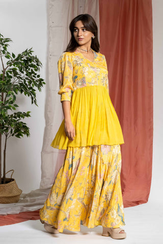 Farhi Sharara Set - Yellow floral