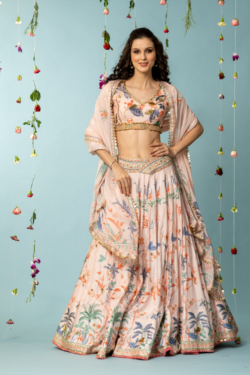 Leona Lehenga Set - Peach