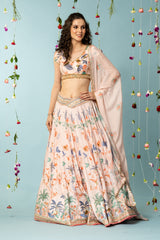 Leona Lehenga Set - Peach