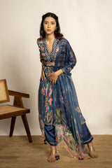 Saanvi Kurta Set - Navy Blue