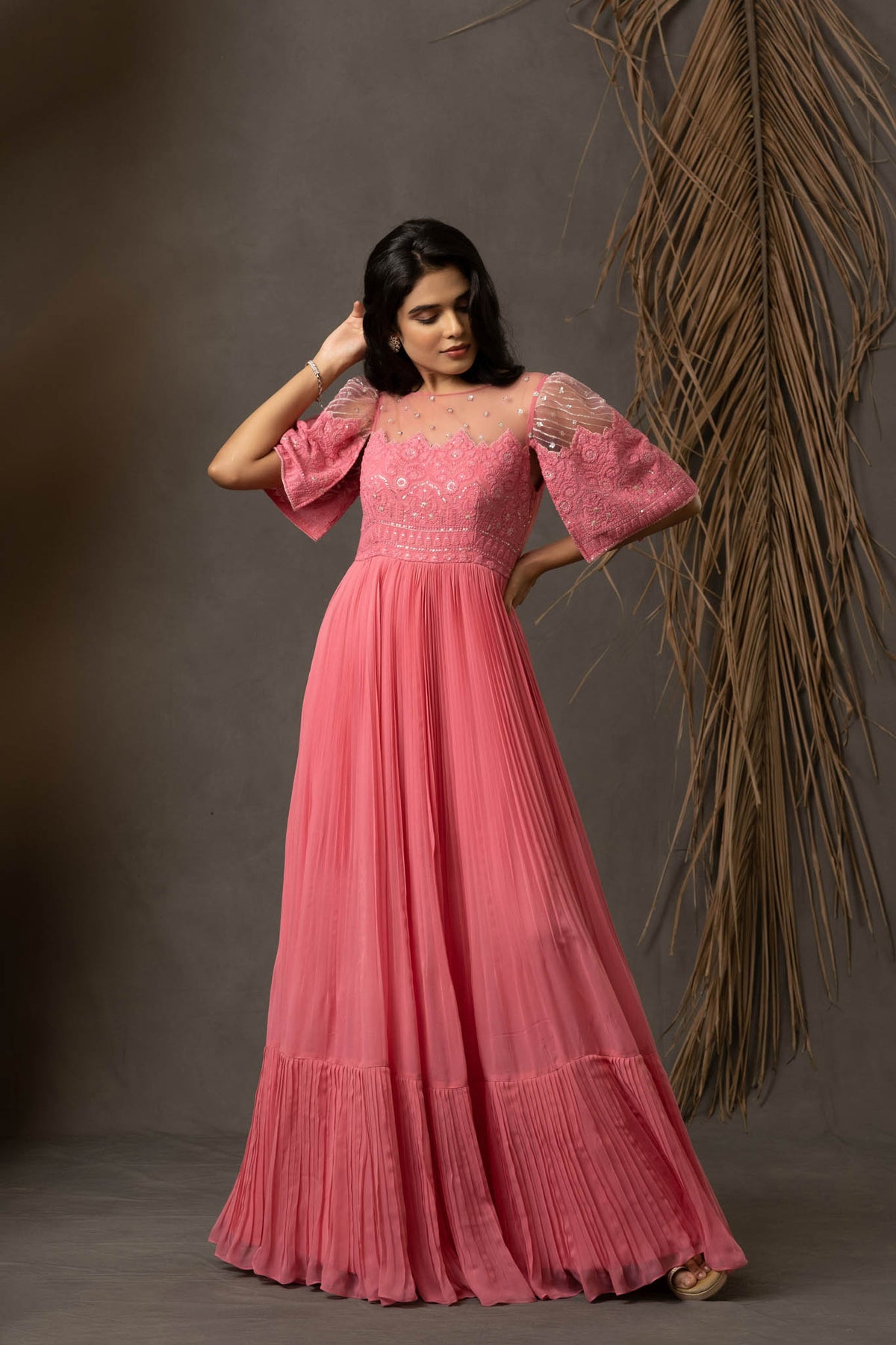 Kaisha Anarkali dress - Candy Pink