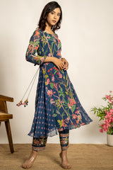 Yasmin Kurta Set- Navy Blue